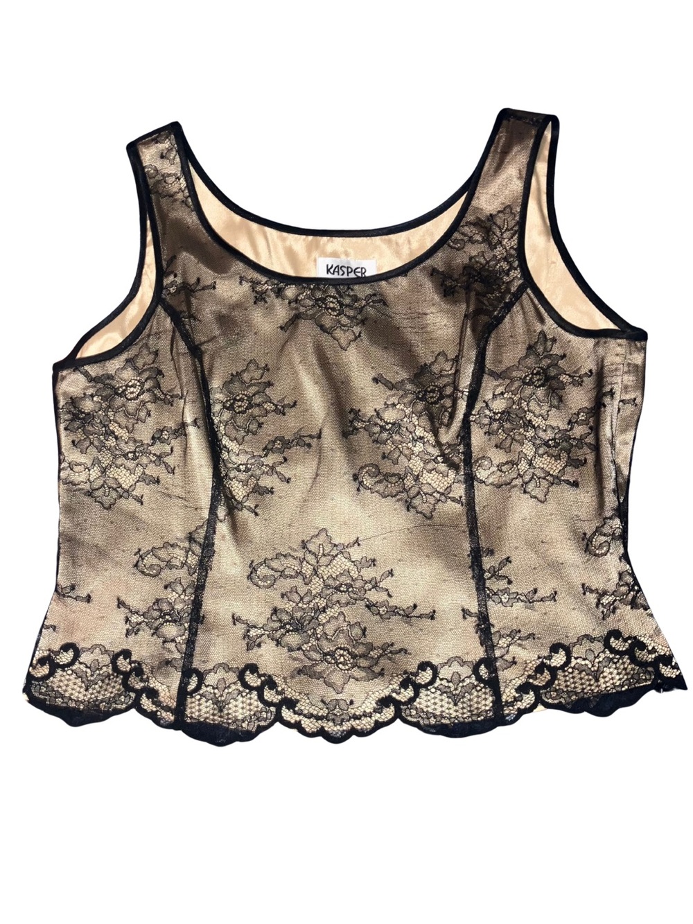 Kasper Black Lace Tank with Nude Lining